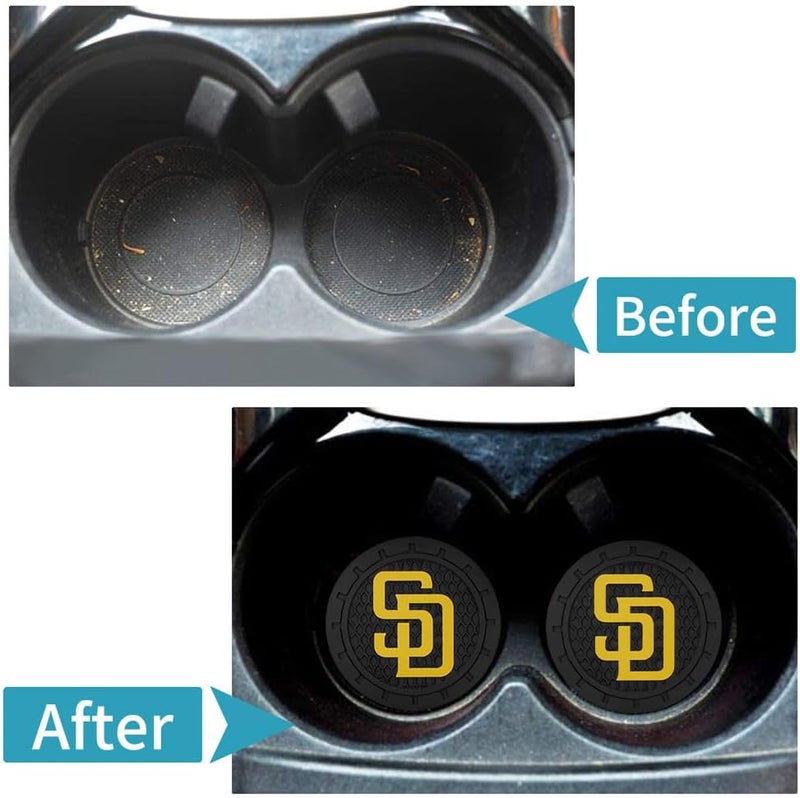 WiiFiive Car Cup Holder Coasters for San Diego Padres Baseball Fans, Padres Car Coasters for Cup Holder Insert Silicone Non-Slip - Image 5